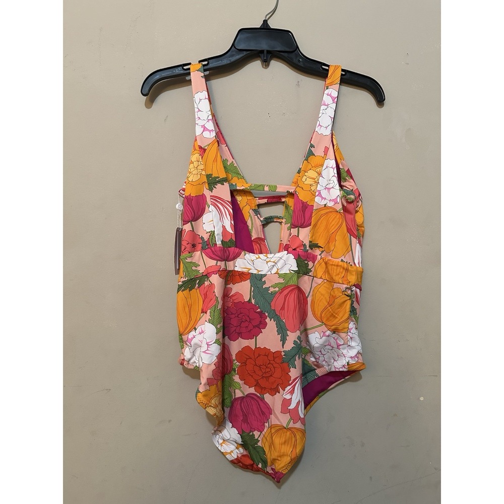 NWT Trina Turk Sunny Bloom Plunge One Piece Swimsuit Floral Size 14 - Picture 5 of 5